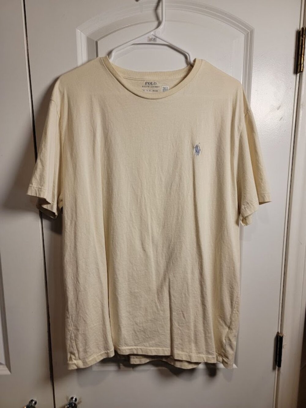 Polo Ralph Lauren Men’s Cream Ivory T-Shirt Size XL Solid Crewneck